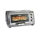 Hamilton Beach Toaster Oven Air Fryer Combo with Large Capacity, Fits 6 Slices or 12” Pizza, 4 Cooking Functions for Convection, Bake, Broil, Roll-Top Door, Easy Reach Sure-Crisp, Stainless Steel