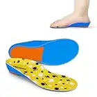 Popzoom Semelles orthopédiques pour enfants - Semelles pour pieds plats, fasciite plantaire, éperons de talon, surpronation jaune S