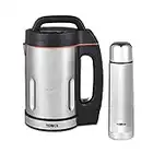 Tower T12055 Soup & Smoothie Maker with Intelligent Control System and Stainless Steel Jug and Blade, Includes 500ml Flask, 1000W, 1.6 Litre, Stainless Steel