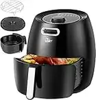 Air Fryer Oven, Air Fryers 6.5L Uten Oil Free Fryer with Temperature Control and Timer, with Partition and Bracket, Detachable Basket, 1800W, Black