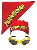 Hulk Hogan Hulkamania Bandana Sunglasses Costume -Red-Yellow