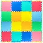 ProSource Puzzle Solid Foam Play Mat for Kids - 16 tiles with edges, Assorted