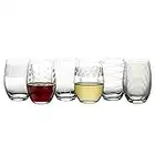 Mikasa Cheers Stemless Etched Wine Glasses, Fine European Lead-Free Crystal, 17-Ounces for Red or White Wine - Set of 6