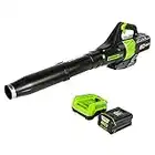 Greenworks 80V (145 MPH / 580 CFM / 75+ Compatible Tools) Cordless Brushless Axial Leaf Blower, 2.5Ah Battery and Charger Included