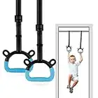 EXQ Home Kids Gymnastic Rings Pull up Rings for Chlidren Exercise,Indoor Gym Ring,Kids Gymnastics Rings with Adjustable Straps,Load Bearing 220lb,Blue Hands Tape (NO Bar)