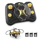 Holyton HT02 Golden Mini Drone for Adult Beginners and Kids, Portable RC Quadcopter with Auto Hovering, 3D Flip, 3 Speed Modes, Headless Mode and 3 Batteries, Emergency Stop, Gift for Boys Girls