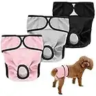 Welpenspielzeug Pannolini Cane Femmina Lavabili Mutandine Igieniche Animali Gatto, 3 Pezzi Pannolini per Cani in calore e incontinenti, Altamente Assorbenti e Impermeabile (Nero Grigio Rosa, XS)