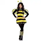 amscan 841875-55 Adults Bumble Bee Costume with Wings and Antennae Head Bopper (UK Dress 12-14)