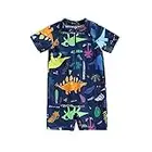 MoccyBabeLee Baby Boy Swimsuit Swimming Costume Toddler Boys Shark Swimwear Rash Guard Swimsuit One Piece Beach Swimwear Infant Bathing Suits (Dark Blue Dinosaur, 6-12 Months)