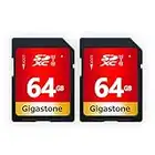 Gigastone 64 GB Tarjeta de Memoria SD, Paquete de 2, 2 minicajas, Clase 10 Tarjeta de Memoria SDXC Video Full HD de Alta Velocidad Canon Nikon Sony Pentax Kodak Olympus Panasonic Cámara Digital