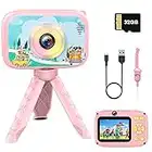 Macchina Fotografica Bambini, 8X Zoom Fotocamera Bambini 2,4 Pollici 1080p HD con Scheda 32GB, 40MP Time-lapse Doppio Obiettivo, con Supporto e Luci lampeggianti, Regali Bambini dai 3-12 Anni (Rosa)