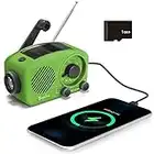 Radio Solaire à Manivelle Portable Radio Bluetooth Rechargeable avec AM/FM/WB Batterie Rechargeable Intégrée 2000mAh Modes Lampe de Poche LED pour Urgence en Plein Air