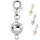 Magnetic Ball Lock with Lobster Clasp in Rhodium Plated 925 Sterling Silver Metal Weight 1 Gram Lightweight and Easy to wear Dual-Clasp Design Jewellery Metal Weight 1 Grams