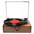 Vinyl Record Player Bluetooth with Built-in Speakers USB,Belt-Driven Vintage Turntables for Vinyl Records with 3 Speed,RCA Line Out,AUX Input Headphone Jack