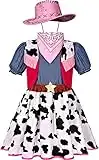 Cowgirl Costume for Girls with Hat Halloween Dress Up Party (5-6 Years)