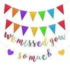 Wir haben dich so sehr vermisst Banner mit Triangle Flag Glitter Bunting,Willkommen zu Hause Banner,Willkommen Zuhause Banner Wimpel,Bunte Willkommen Zuhause Banner für Decoration Familie Party