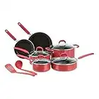 Amazon Basics Batterie de Cuisine 12 Pièces en Céramique Antiadhésive, Rouge - Casseroles, Poêles et Ustensiles