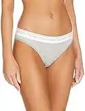 Calvin Klein Women's Lingerie Bikini Bottoms, White/Grey Heather, (Size:M)