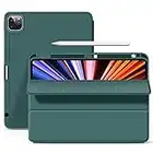 KenKe iPad Pro 11 Inch (2nd, 3rd & 4th Gen) 2020/2021/2022 Case with Pencil Holder, Lightweight Smart Soft Back Cover [Support Pencil Wireless Charg & Auto Wake/Sleep] for iPad Pro 11 Case, Dark Green