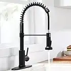 Robinet de cuisine noir, robinets de cuisine avec pulvérisateur à tirette en acier inoxydable, robinet à trou unique, noir mat
