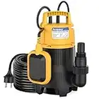 Acquaer 400W Pompe à eau sale Pompe submersible 10000L/h avec interrupteur à flotteur automatique,pompe à eau propre et sale pour sous-sols,bains à remous,piscines,bassins de jardin avec câble de 10m