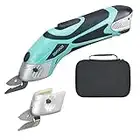 STEAJOK/JOAVANI Electric Scissors for Sewing, Cutting Fabrics, Crafting, Cardboard, Cordless Shears with Pouch (x2 Blade, x1 Battery - TG)