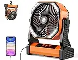 AddAcc 20000mAh Battery Operated Fan, Portable Camping Fan with Light and Hook, Rechargeable Desk Fan, 270° Pivot 4 Speeds Battery Powered Outdoor Fan for Tent Car Travel Sleep Hurricane Power Outages