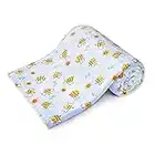 DaysU Plush Flannel Baby Blanket Super-Soft Lightweight, Embroidered Fleece Baby Blanket for Boys and Girls, Portable Throw Blanket for Baby Crib and Toddler Bed (Bee, 30”x40”)