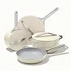 Caraway Nonstick Ceramic Cookware Set (12 Piece) Pots, Pans, Lids and Kitchen Storage - Non Toxic, PTFE & PFOA Free - Oven Safe & Compatible with All Stovetops (Gas, Electric & Induction) - Cream