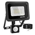 Foco LED Exterior, 20W IP65 Impermeable Foco Proyector LED Exterior con Sensor de Movimiento, 6000K Blanco Frío Floodlight para Casa, Garaje, Patio, Terraza, Campo