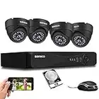 SANSCO 5MP 8 Channel DVR Outdoor CCTV Camera System 1TB Hard Drive, 4x 1080P Home Security Dome Camera, Waterproof, Face Human Detection, USB Backup, Remote Access, Email & APP Alert, Metal Housing