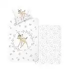 Bambi Disney Juego de ropa de cama para niñas, ropa de cama para adolescentes, REH & Hase Klopfer, funda de almohada 80 x 80 + funda nórdica 135 x 200 cm – 100% algodón