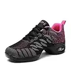 Damen Jazz Schuhe Tanzschuhe Damen Mode Mesh Lace Up Schuh Freizeit Training Sneaker Sport Outdoorschuhe Laufschuhe Modern Tanz Jazz Tango Gymnastik Schuhe Rose 38