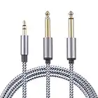 3.5mm 1/8”TRS a Doble 6.35mm 1/4", Cable Divisor TS Mono Y, Cable de Audio estéreo Chapado en Oro, Compatible con teléfonos, Altavoces Multimedia portátiles y Sistemas de estéreo para el hogar (5M)