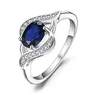 JewelryPalace Ovale Bague Solitaire Saphi Bleu Synthetique en Sterling Argent 925 Pour Fille, Bagues Pierre Anneau Fin Femme Zircone Cubique, Ensemble Parure de Bijoux Cadeau d'Anniversaire