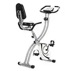 SportPlus vélo d'appartement pliable avec dossier - 8 niveaux de résistance (freinage magnétique silencieux), avec support tablette, capteur de fréquence cardiaque, SP-HT-1003