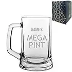 Personalised Engraved Mega Pint Beer Mug Glass, 23oz, Novelty Tankard Stein, Novelty Birthday Gift, Funny Present for Him, Engraved in The UK, Modern Design