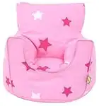 Cotton Pink Stars Bean Bag Arm Chair with Beans