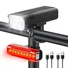 Flintronic Ensemble Lumière Vélo, Eclairage Vélo a LED Kit, Lampe Velo IPX6 Etanche 5200 mAh Lumière Velo Avant et Arrière Rechargeable Phare Velo, Feux de Vélo Rechargeables par USB avec 5 Modes