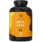 Maca 8000 Gold - 200 vegane Kapseln - enthält Eisen (trägt zur Verringerung von Müdigkeit bei) - Hochdosiert: 24.000mg PRO Tagesdosis - Premium Maca Wurzel Extrakt - Deutsche Produktion - TRUE NATURE®