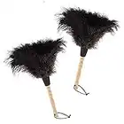 Midoneat Natural Black Ostrich Feather Duster,2 Packs,Car Duster Interior/Exterior Cleaner,Duster for Blinds Kitchen Keyboard Office, Smart and Soft and Fluffy Duster (Black)