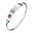 VNOX Medical Alert ID Bracelet - Custom Engraving Stainless Steel Medical Alert ID Bracelet for Women Girl,7"