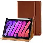 DTTO New iPad Mini 6th Generation Case 8.3 Inch 2021, Premium Leather Business Folio Stand Cover with Built-in Apple Pencil Holder-Auto Wake/Sleep and Multiple Viewing Angles-Brown