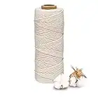 Eyerayo Ficelle de cuisine en coton blanc de 1 mm pour macramé - Pour la cuisson, la volaille, la viande, les saucisses, la rôtisserie et l'emballage de cadeaux - 100 m