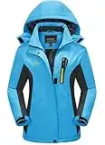 KEFITEVD Veste d'extérieur Pour Femme Vestes de Ski d'hiver Manteau Polaire Imperméable Avec Capuche Pour le Camping et la pêche Bleu, XL