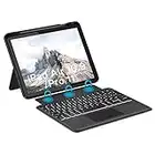 Doohoeek Case with Keyboard for iPad Air 5th. (2022)/4th. (2020)/iPad Pro 11 3./2./1. Gen, Magnetic Detachable Keyboard with Soft Silicone Protective Case, Multi-Touch Trackpad, 7 Color backlight