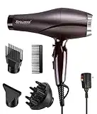 2000 Watt Hair Dryers, Professional Salon Hair Dryer with AC Motor, Negative Ionic Blow Dryer with Diffuser Concentrator Comb, 2 Speed 3 Heat Settings, Low Noise Long Life Style-Brown/Purple