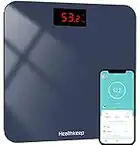 Bascula de Baño Bascula grasa corporal y muscular, Healthkeep Báscula de Baño con App, Báscula Inteligente Monitores con Medición de IMC, hasta 180 kg y 0.05 kg de precisión (gris)