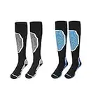 TTPSRY Calcetines de Esquí 2 Pares Hombr Mujer Calcetines Largos y Gruesos para Calcetines de Alto Rendimiento Térmicos Hasta la Rodilla Para Esquiar Snowboard Deportes de Invierno al Aire Libre (A1)