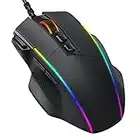 VIVIJO RGB Gaming Mouse Wired, Ergonomic Gaming Mice with Chroma RGB Backlit, 8000DPI Adjustable, 8 Programmable Buttons, Fire Button, Comfortable Grip Optical PC Mouse Gamer for Windows Mac (Black)